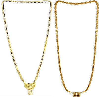 HEM RUPA Simple Elegant Gold Black Mangalsutra Alloy Mangalsutra