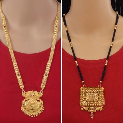 Dency Heavy Design Gold Plated Mangalsutra For Women (Pack OF 2) Brass Mangalsutra