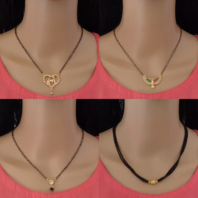 RAMDEV ART FASHION JEWELLERY Designer Alloy Gold Plated Mangalsutra For Women and Girls Pack of 4 Alloy Mangalsutra