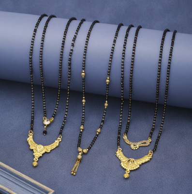 VEMISTHI combo of 5 Brass, Crystal Mangalsutra