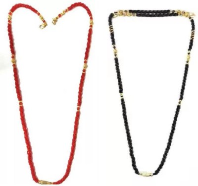 Ligament LIGAMENT NEW RED BLACK GOLDEN MANGALSUTRA Alloy, Silk Dori Mangalsutra