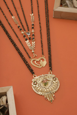 VISITART JEWELLERY Stylish Gold-Plated Mangalsutra Combo Set for Women Alloy Mangalsutra