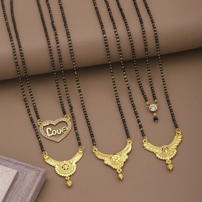 Vemesthi Gold Mangalsutra For women Stylish Brass Mangalsutra Brass, Crystal Mangalsutra