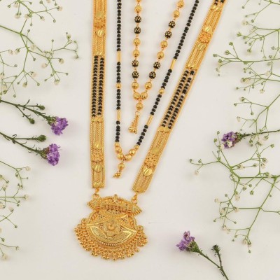 BRANDSOON Women 1 long and 2 short pear mangalsutra Brass Mangalsutra