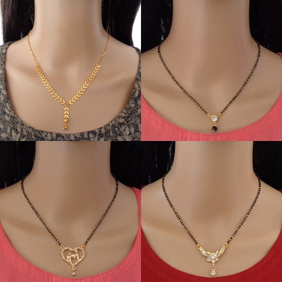 Dency Designer Alloy Gold Plated Mangalsutra For Women and Girls Pack of 4 Alloy Mangalsutra