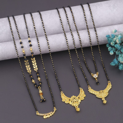 VEMISTHI combo of 5 Brass, Crystal Mangalsutra
