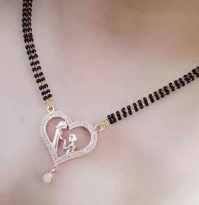 CLOTHANDCLUB 2 Line Black Bead Chain Sher Love Pendant For Women and Girls Alloy Mangalsutra Alloy Mangalsutra