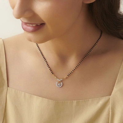 LEEJIFASHION Beautiful AD Mangalsutra with 18 Inch Chain for Women Brass Mangalsutra