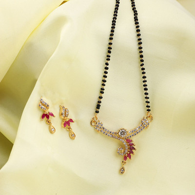 Anika's Creation Brass Gold-plated White Jewellery Set(Pack of 3)