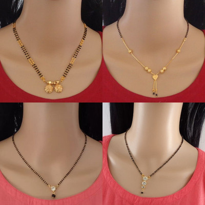 Dency Pack Of 4 Gold Plated Mangalsutra Tanmaniya For Women Alloy Mangalsutra