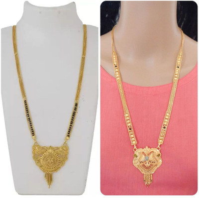 Dency Pack of 2 Designer Gold-Plated Mangalsutras for Every Look Brass Mangalsutra