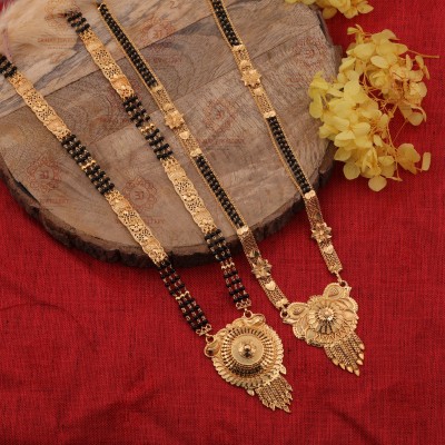 brado jewellery Brado Jewellery Combo of 2 Gold Plated 30 Inch Long Mangalsutra for Women Brass Mangalsutra