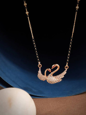 JETWAL Beautiful Attractive Design AD Mangalsutra with 18 Inch Gold Plated Black Chain Alloy Mangalsutra