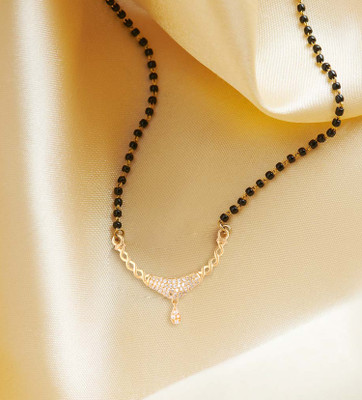 Miami Mangalsutra for women Simple Design Short Chain Ad golden magalsutra 1 gram gold Brass, Copper, Metal, Crystal, Stone Mangalsutra