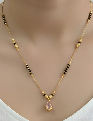 PEARL JEWELLERY Light Pink Pandant | Lightweight Daily And Office Wear| Traditional Brass Mangalsutra