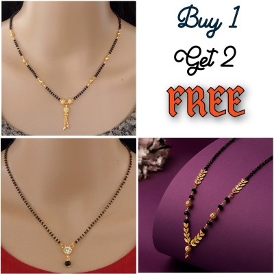 CLONEO Combo of 3 Mangalsutras Beautiful Trending Design Gold Plated Alloy Mangalsutra