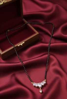 Diyaana Diyaana Creation Elegant Sparkling CZ Stone Penadnt Mangalsutra. Alloy Mangalsutra