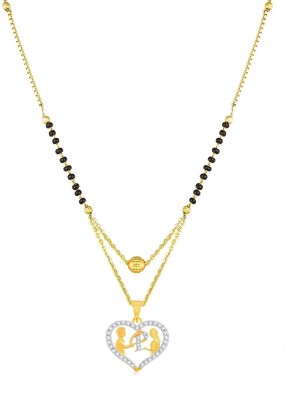 Kanak Jewels Couple Mangalsutra letter P Gold plated Valentine Latest American Diamond for Women Girls Girlfriend Couples Lovers Design pendant alphabet Cubic Zirconia Brass Chain Mangalsutra Brass Mangalsutra