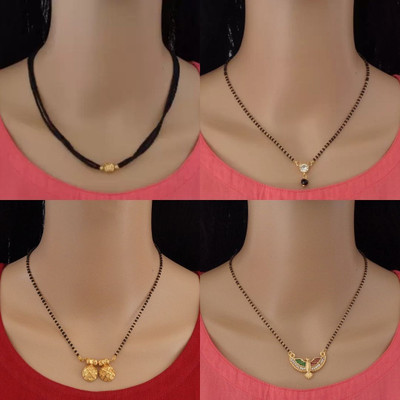 RAMDEV ART FASHION JEWELLERY Pack of 4 Alloy Gold Plated Mangalsutra For Women and Girls Alloy Mangalsutra