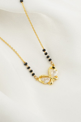 MAME CREATION Traditional Gold Plated AD Diamond Mangalsutra for Women Alloy Mangalsutra