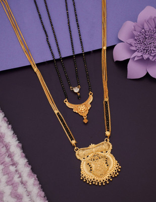 wuzong gold Mangalsutra and one inch short mangalsutra with earings Alloy Mangalsutra