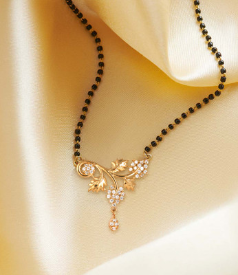 Miami Mangalsutra for women Simple Design Short Chain Ad golden magalsutra 1 gram gold Brass, Copper, Metal, Crystal, Stone Mangalsutra