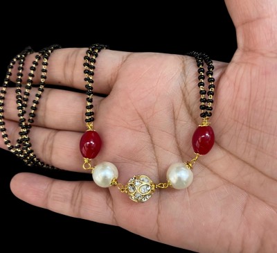 Aviman Creations BEAUTIFUL RED PEARL MANGALSUTRA SET Brass Mangalsutra