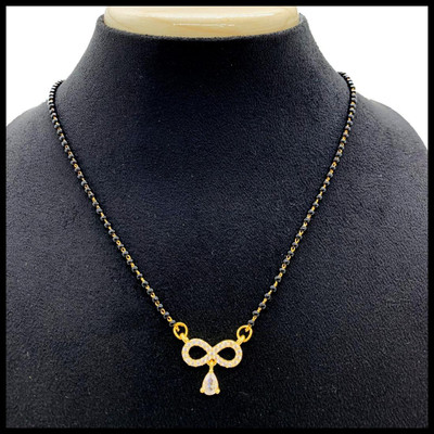 Temora American Dimaond Gold Plated Designer Short Mangalsutra Alloy Mangalsutra
