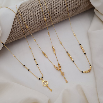 RC IMITATION Daily Use Combo of 3 Mangalsutras in Gold Polish Finish Brass Mangalsutra