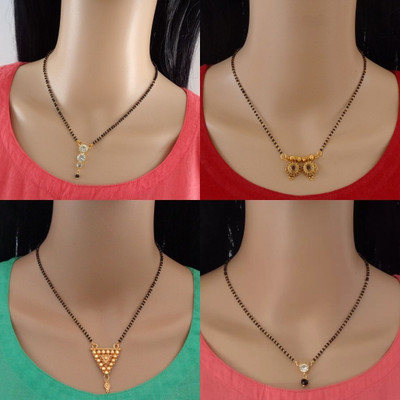 RAMDEV ART FASHION JEWELLERY Designer Alloy Gold Plated Mangalsutra For Women and Girls Pack of 4 Alloy Mangalsutra