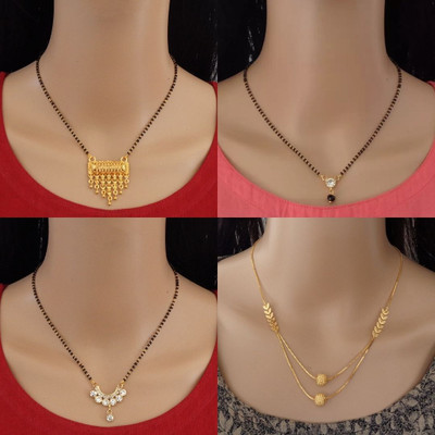 Dency Designer Alloy Gold Plated Mangalsutra For Women and Girls Pack of 4 Alloy Mangalsutra
