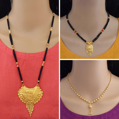 Dency Brass Gold-plated Gold Jewellery Set(Pack of 3)