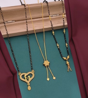 Niju Pack of 3 classic design 18 cm Chain Gift for mother |neckpiece for Valentinne Brass Mangalsutra