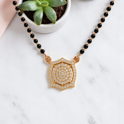 Garnisha Fancy Stylish Gold Plated Mangalsutra for Women | Lightweight Jewellery Piece Brass Mangalsutra