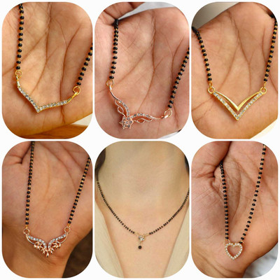 ELCETRATD JEWELLERY shimmering beautiful tanmaniya PACK OF 6 combo for women Alloy Mangalsutra