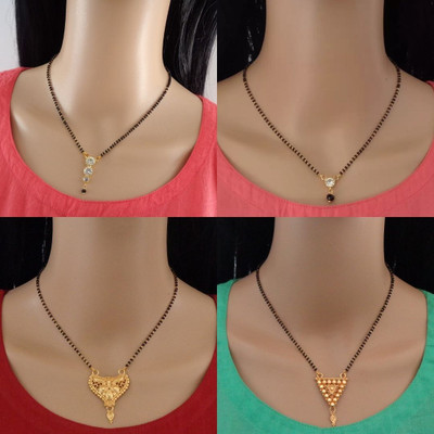Dency Designer Alloy Gold Plated Mangalsutra For Women and Girls Pack of 4 Alloy Mangalsutra