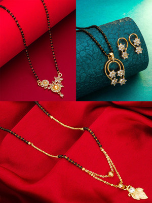 Vermont Brass Gold-plated Black Jewellery Set(Pack of 1)