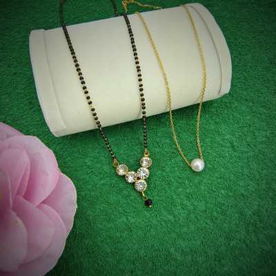 CHARLI ART JEWELLERY Fancy High Gold Plated Chain And Mangalsutra Alloy Mangalsutra