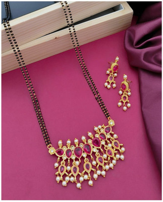 Dhanlaxmi Creation Alloy Gold-plated Pink Jewellery Set(Pack of 1)