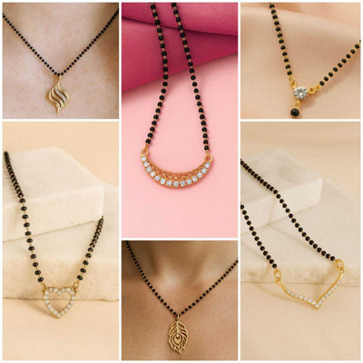 ELCETRATD JEWELLERY shimmering beautiful tanmaniya PACK OF 6 combo for women Alloy Mangalsutra