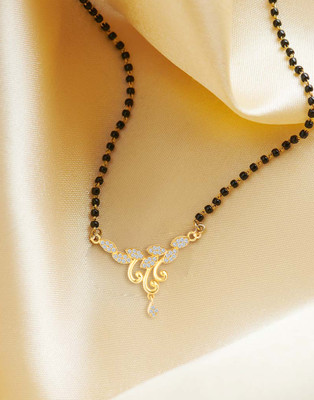 Miami Mangalsutra for women Simple Design Short Chain Ad golden magalsutra 1 gram gold Brass, Copper, Metal, Crystal, Stone Mangalsutra