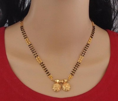 Homeistic Applience One Gram Gold Vati Tanmaniya Black Beads Short Mangalsutra for Women (18 Inch) Brass Mangalsutra