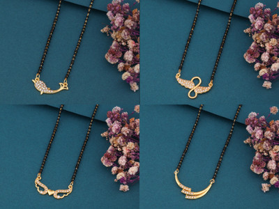 WoyGems American Diamond Short Mangalsutra For Women Brass Mangalsutra