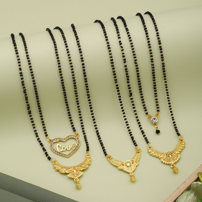 VEMISHTI Diamond Short Mangalsutra Brass, Crystal Mangalsutra