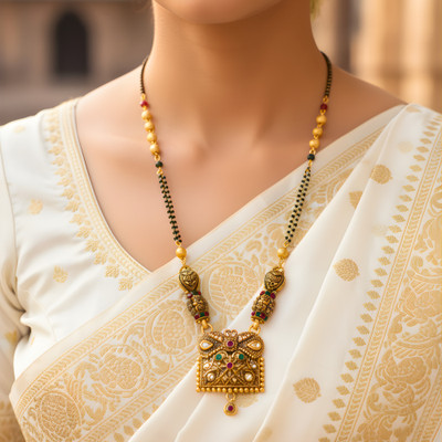 BeMine Jewellery Antique Gold Plated Traditional Indian Mangalsutra for Women Brass Mangalsutra