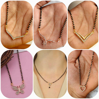 ELCETRATD JEWELLERY shimmering beautiful tanmaniya PACK OF 6 combo for women Alloy Mangalsutra