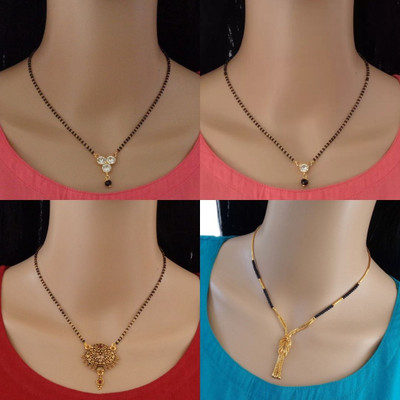 RAMDEV ART FASHION JEWELLERY Pack of 4 Alloy Gold Plated Mangalsutra For Women and Girls Alloy Mangalsutra