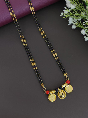 VARNI JEWELLRY One Gram Gold Plated Traditional Tanmaniya Vati Mangalsutra for Women/Girls. Brass Mangalsutra