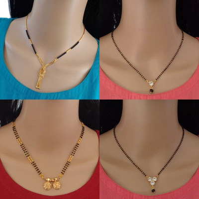 Dency Pack Of 4 Gold Plated Mangalsutra Tanmaniya For Women Alloy Mangalsutra