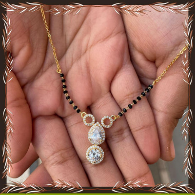Temora American Dimaond Gold Plated Designer Short Mangalsutra Alloy Mangalsutra